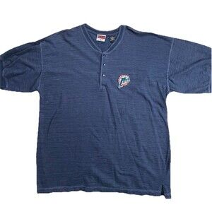 Vintage Miami Dolphins Henley Shirt Mens Blue XL NFL Football The Edge 1997